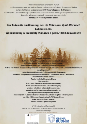 238. rocznicy urodzin poety Josepha von Eichendorffa