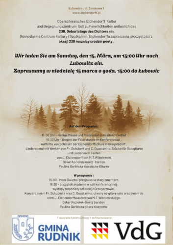 238. rocznicy urodzin poety Josepha von Eichendorffa