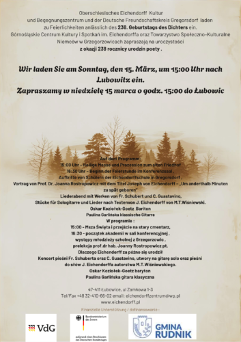 238 rocznica urodzin Josepha von Eichendorff